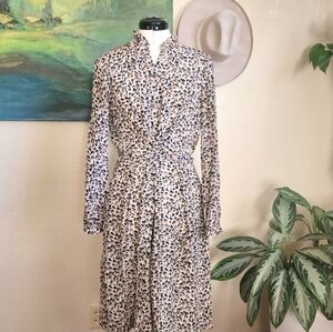 Rebbeca Taylor Silk Leopard Print Button Up Shirt Dress 8